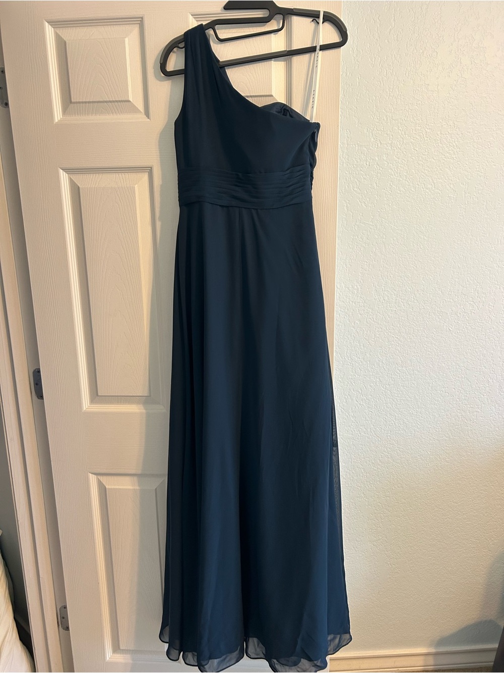 Azazie Charlize Dark Navy A-Line One Shoulder Chiffon Dress